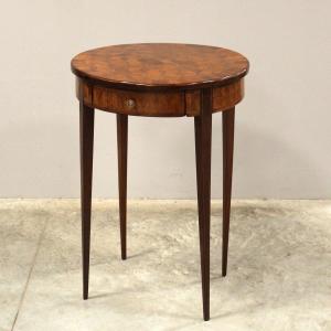Ancien table ronde d'époque Napoleon III en marqueterie - 19ème
