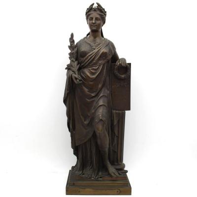 Antique Bronze Sculpture (h.57) Minerva - 19th