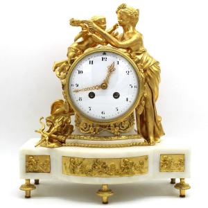 Ancien Horloge Pendule d'époque Napoleone III en bronze doré et marbre - 19ème