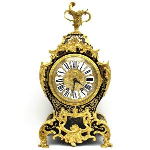 Antique Pendulum Clock Cartel In Boulle Marquetry (h.50) - 19th