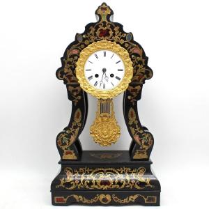 Ancien Horloge Pendule d'époque Napoleon III en marqueterie (H.50) - 19ème