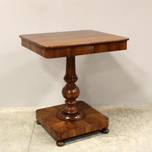 Ancien Table Gueridon d'époque Charles X en noyer - Italie 19ème