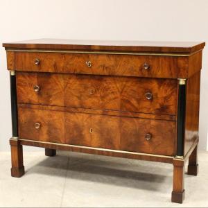 Antique Empire Chest Of Drawers In Walnut - Italy 19th