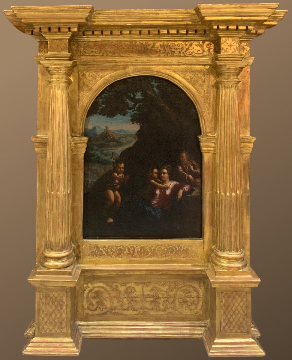 Holy Family - Circle Of Girolamo Da Carpi - Painting On Canvas XVI Century