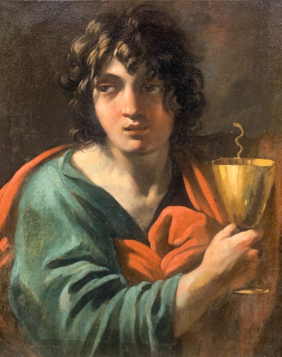 Saint Jean l'évangéliste - Peinture Sur Toile - Cercle de Simon Vouet-photo-2