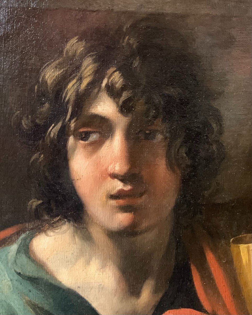 Saint Jean l'évangéliste - Peinture Sur Toile - Cercle de Simon Vouet-photo-2