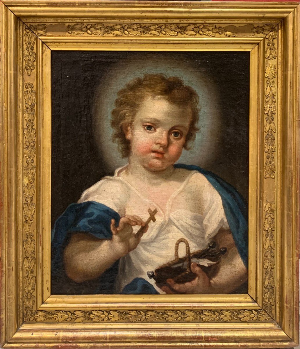 Enfant Jésus Peinture Huile Sur Toile XVIIIème Siècle - GiuseppeAngeli-photo-2
