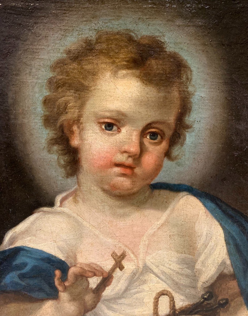 Enfant Jésus Peinture Huile Sur Toile XVIIIème Siècle - GiuseppeAngeli-photo-3
