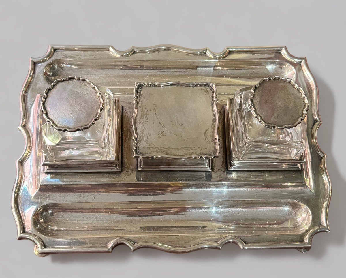 English Silver Inkstand, Double Sided - Carrington & Co-photo-2