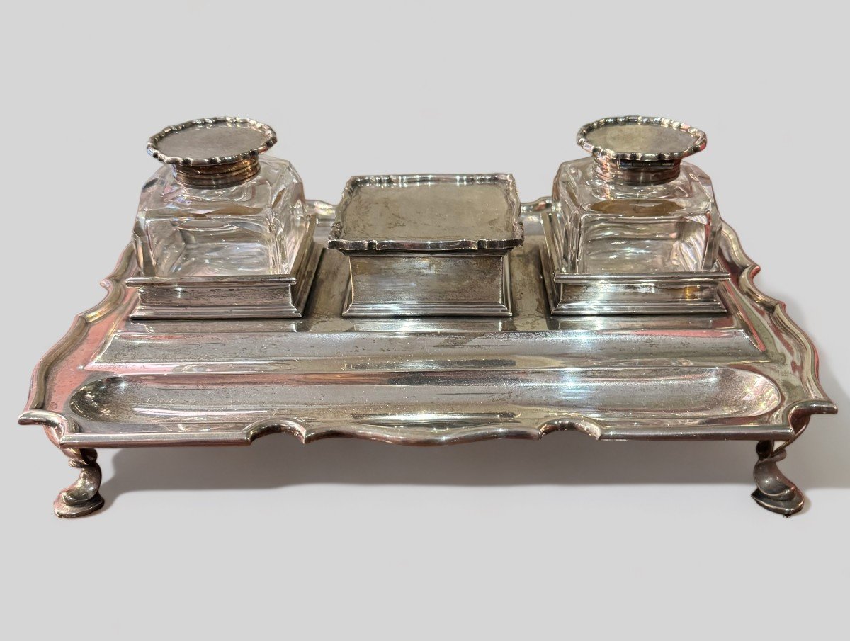 English Silver Inkstand, Double Sided - Carrington & Co-photo-3