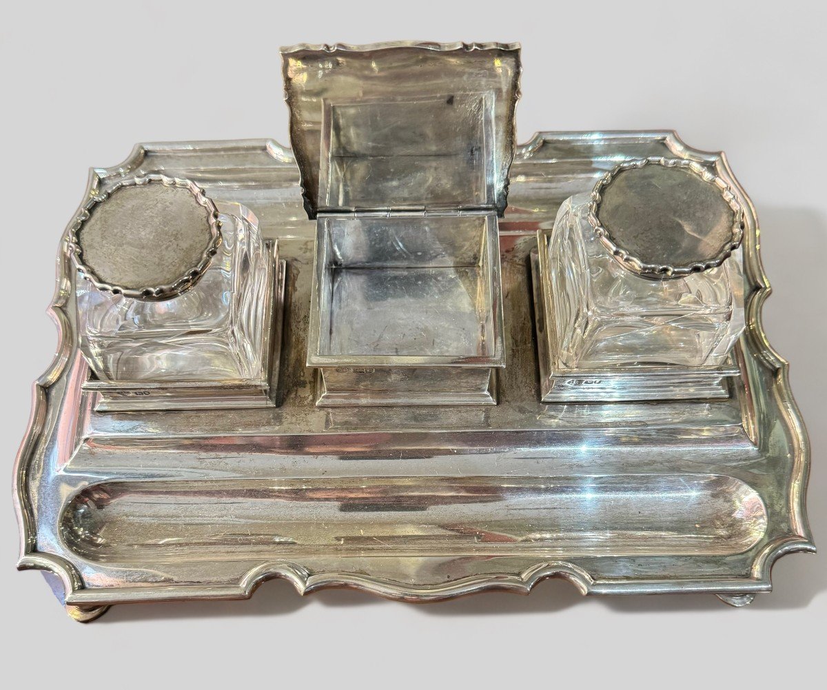 English Silver Inkstand, Double Sided - Carrington & Co-photo-6