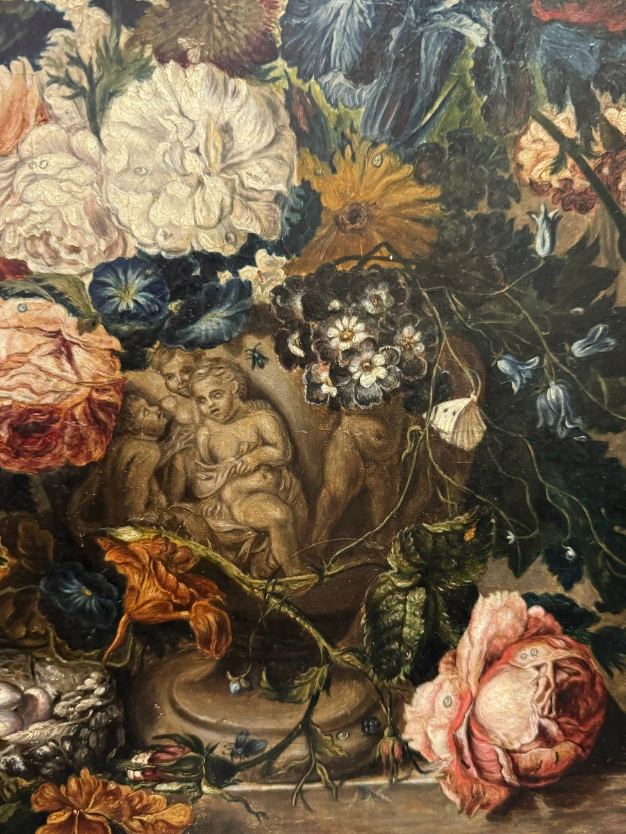 Nature Morte De Fleurs – Peinture à L’huile Sur Papier-photo-4
