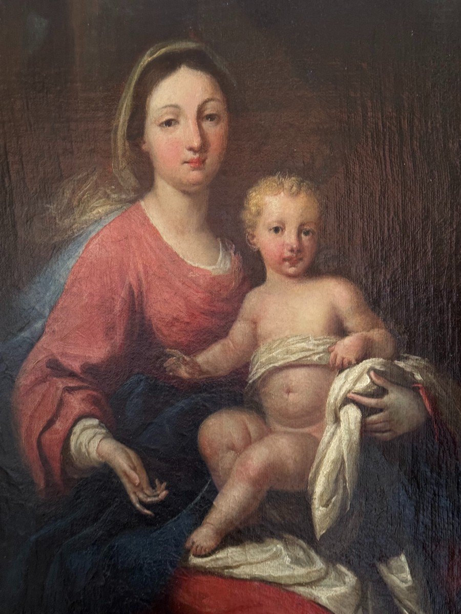 Madonna With Child – Oil Painting On Canvas, Late 18th Century-photo-2