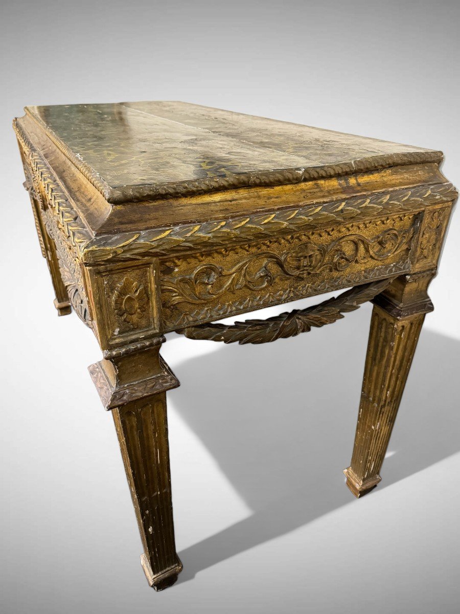 Large Golden Console Table - End Of The 18th Century-photo-4