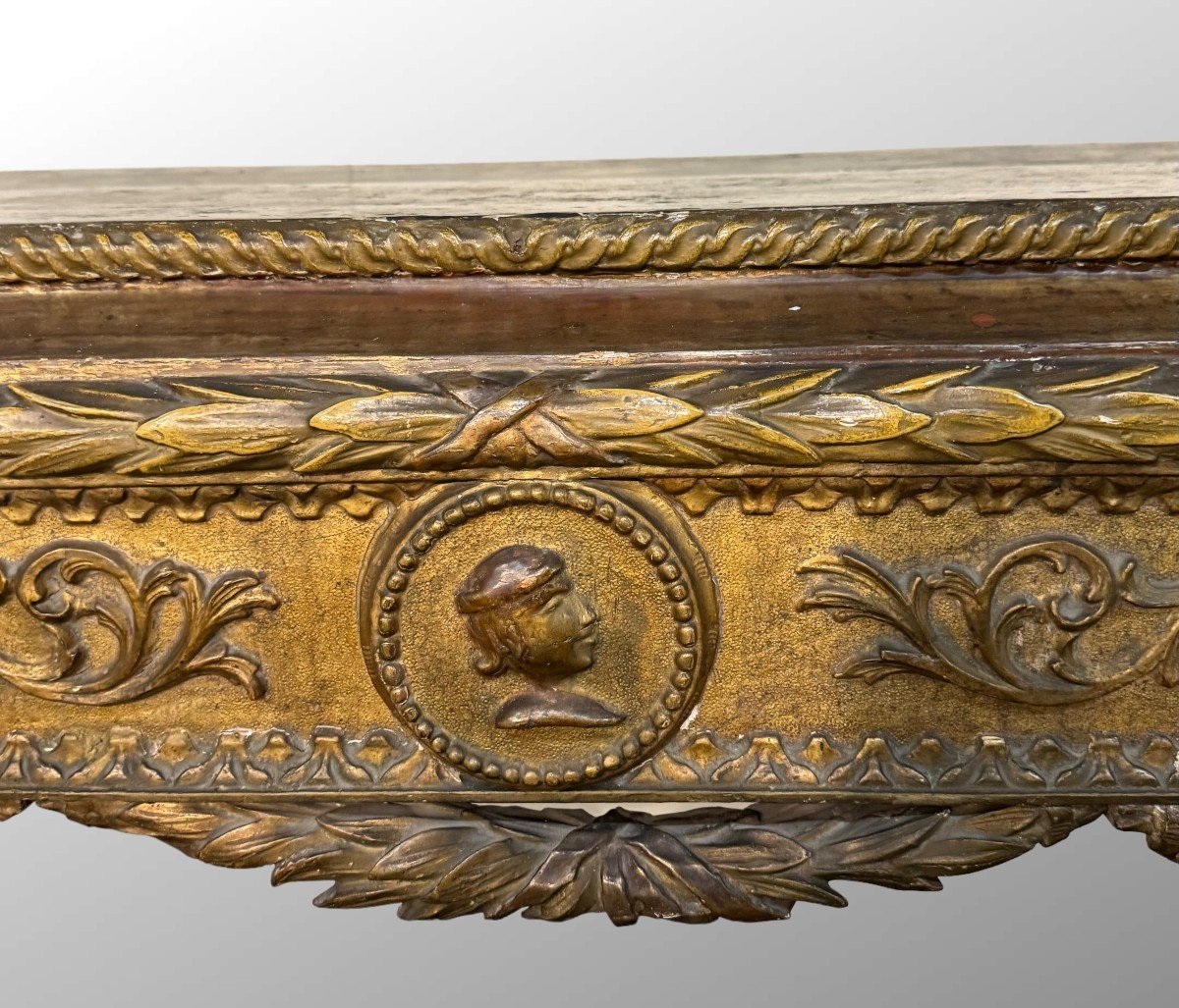 Large Golden Console Table - End Of The 18th Century-photo-2