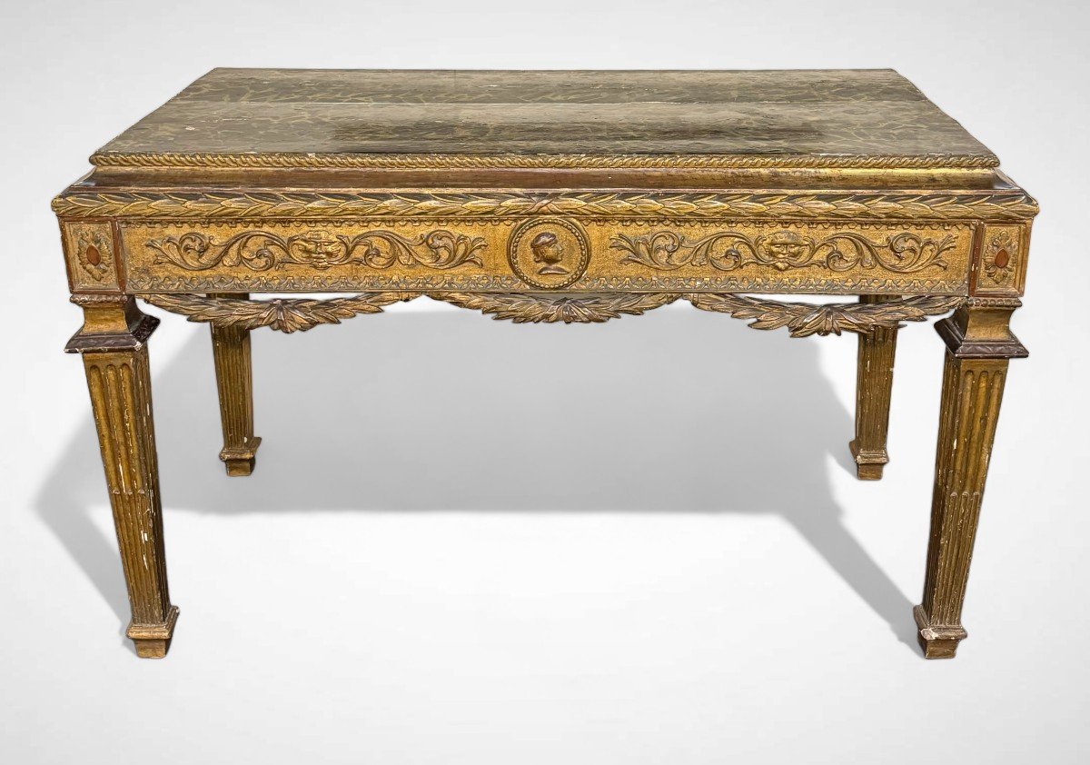 Large Golden Console Table - End Of The 18th Century