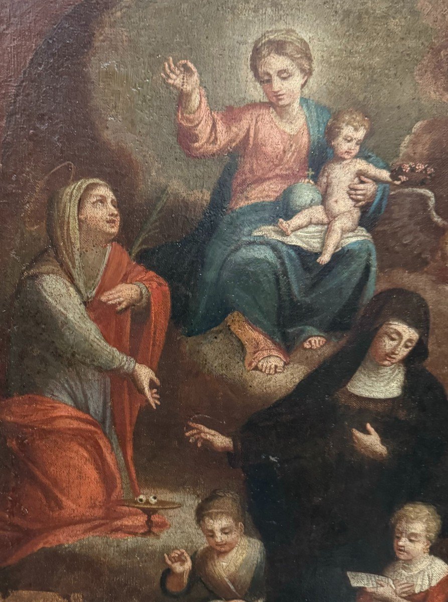 Madone En Gloire Avec Jésus, Ange Et Saintes - Antonio Beccadelli-photo-2