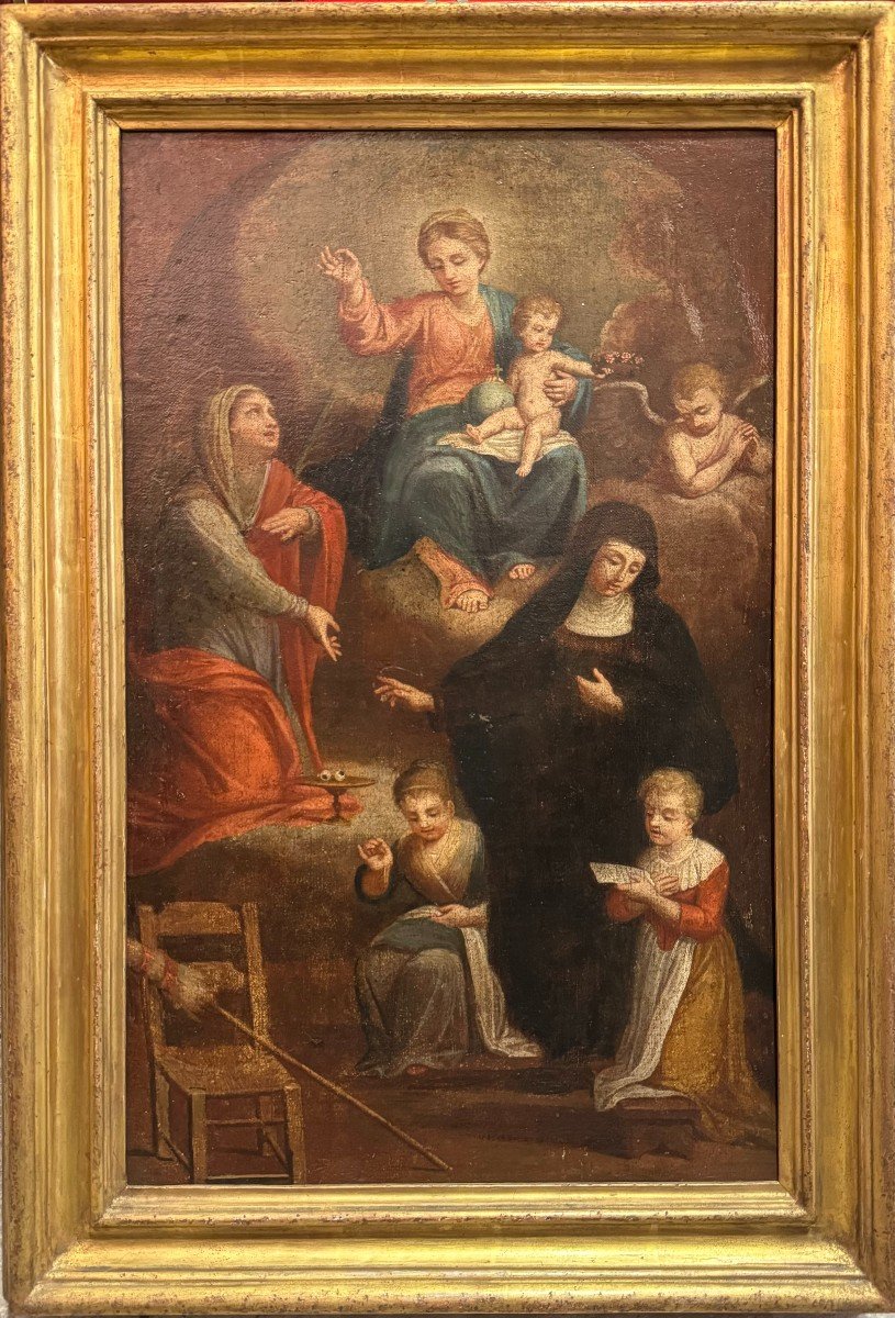 Madone En Gloire Avec Jésus, Ange Et Saintes - Antonio Beccadelli-photo-1