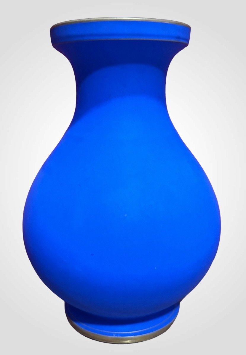 Paire De Vases En Porcelaine Bleu Royal - Fin Du 19e Siècle-photo-3