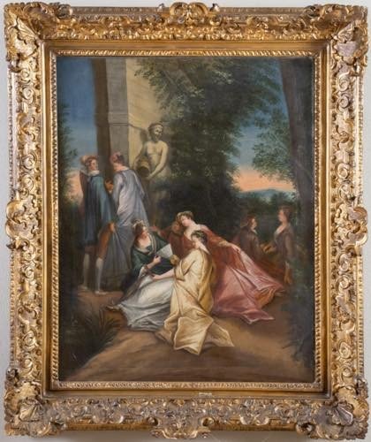 "scène Galante" Huile Sur Toile – Suiveur De Nicolas Lancret - France XVIIIe Siècle