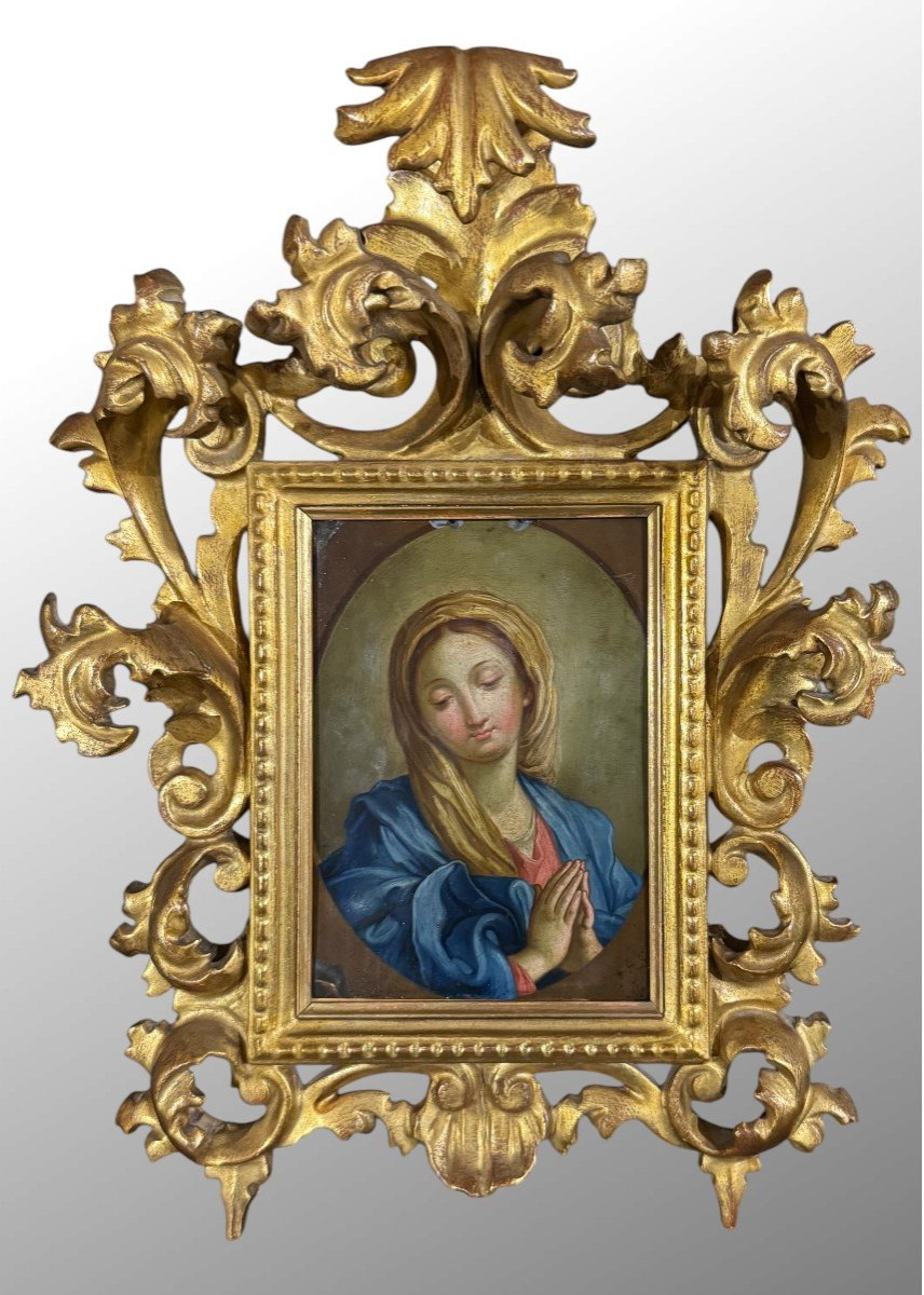 Madone En Prière – Peinture à L’huile Sur Cuivre-photo-3