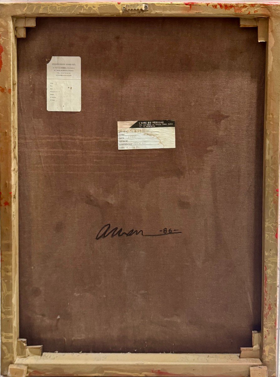 Arman 1986 - Painting On Canvas With Violin Pieces And Applied Brushes.-photo-3