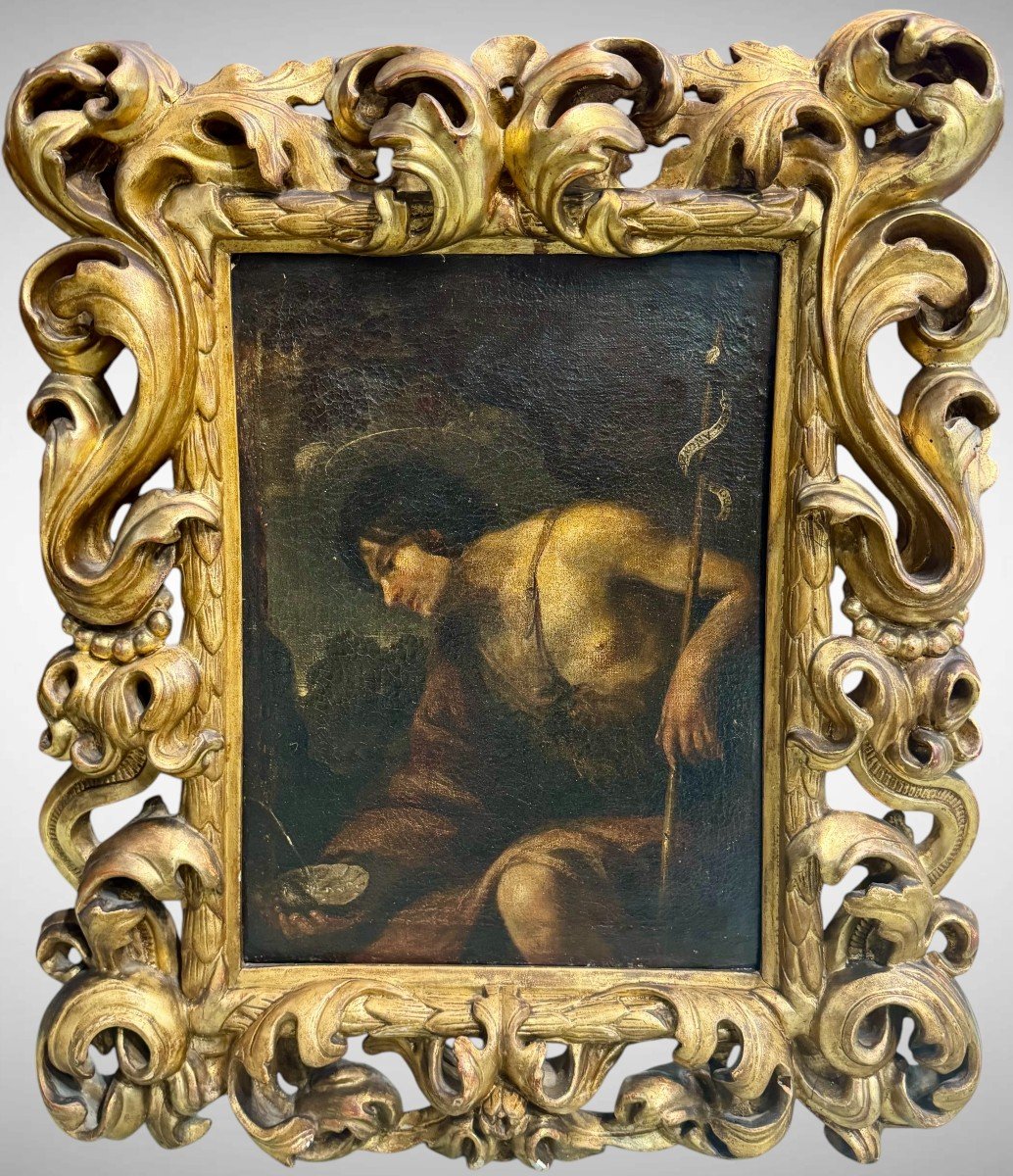 Saint Jean-baptiste - Peinture à l'Huile Sur Toile Du 17ème Siècle.-photo-1