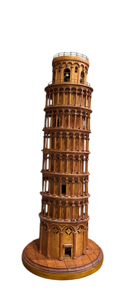 Grand Tour – Wooden Model Of The Leaning Tower Of Pisa – 19th Century.-photo-3