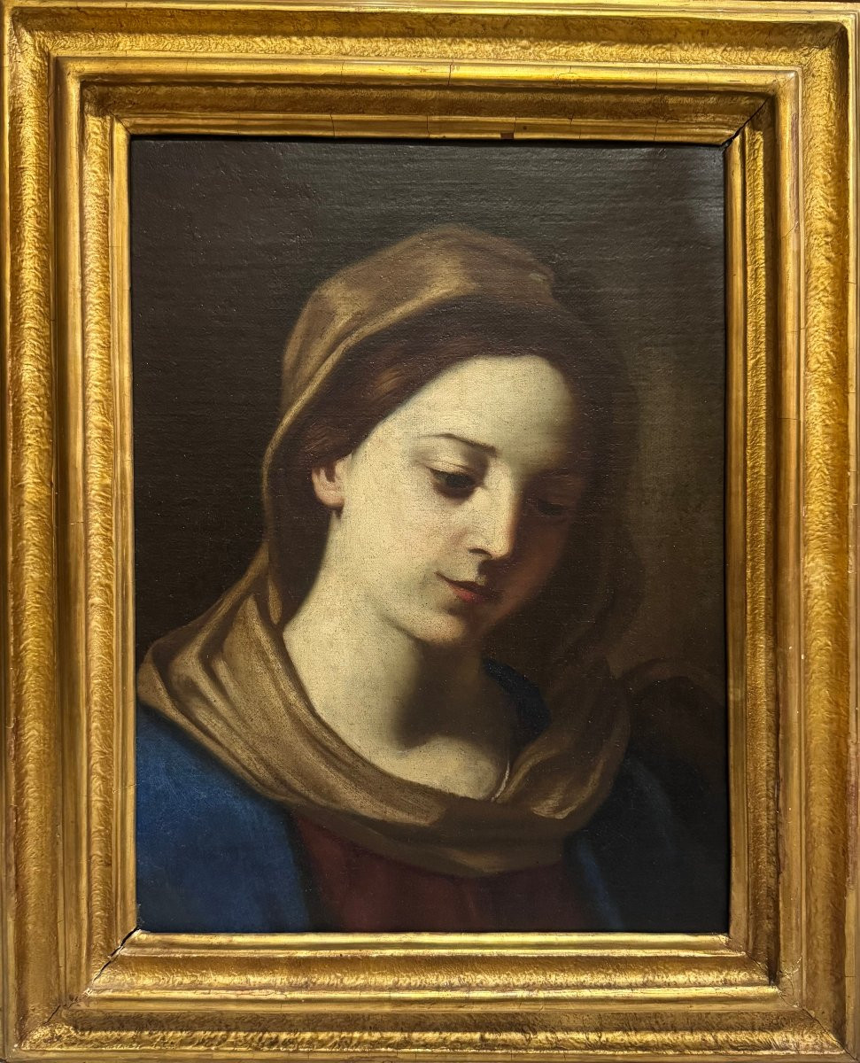 PEINTURE SUR TOILE "MADONE-VIERGE MARIE" - 17EME SIECLE.-photo-2