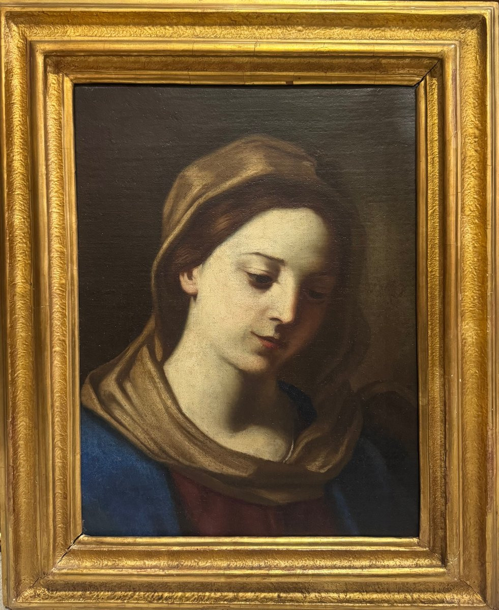 PEINTURE SUR TOILE "MADONE-VIERGE MARIE" - 17EME SIECLE.-photo-1