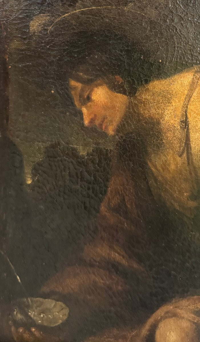 Saint John The Baptist In The Desert, 17th Century Oil On Canvas.-photo-3
