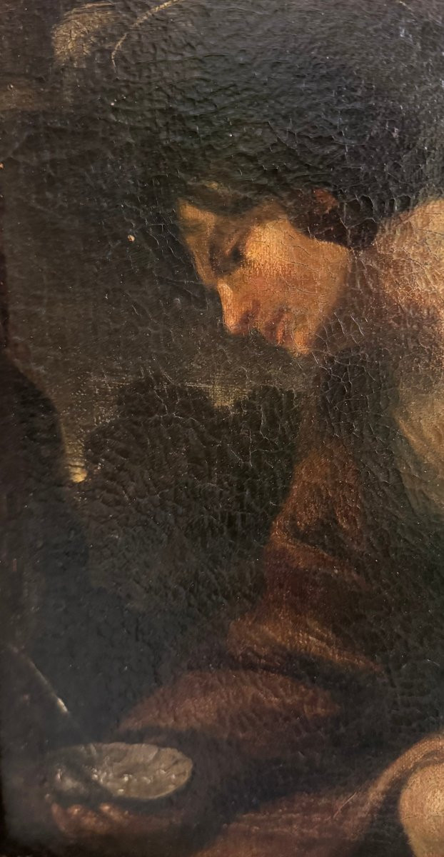 Saint John The Baptist In The Desert, 17th Century Oil On Canvas.-photo-2