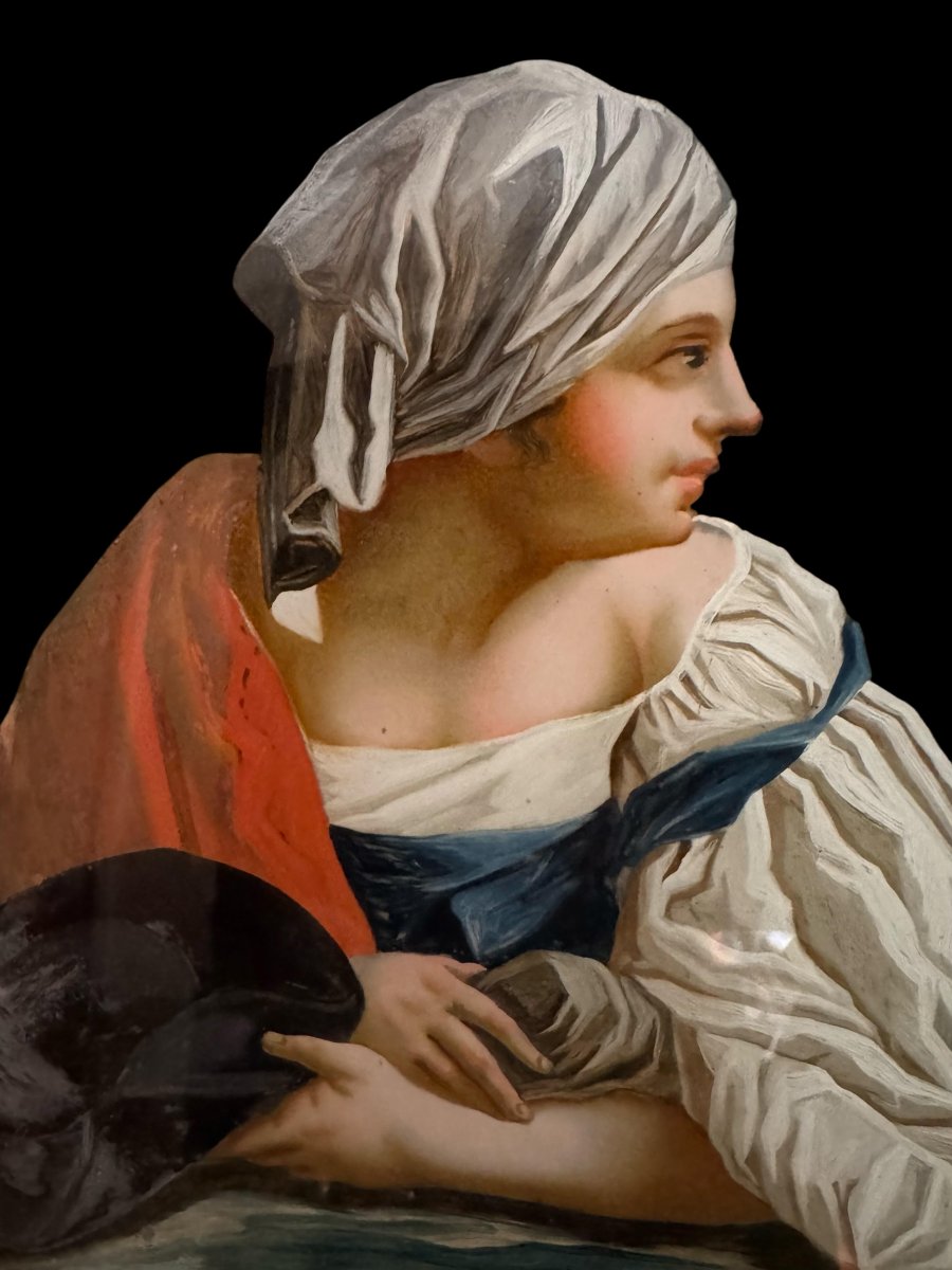 PEINTURE SUR VERRE « FIGURE FÉMININE » – VENISE, XVIIIe SIÈCLE-photo-4