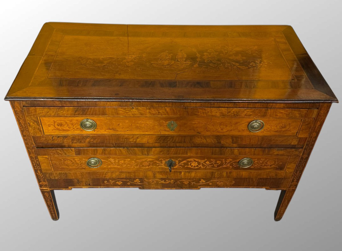 Antique Louis XVI Inlaid Chest Of Drawers-photo-2