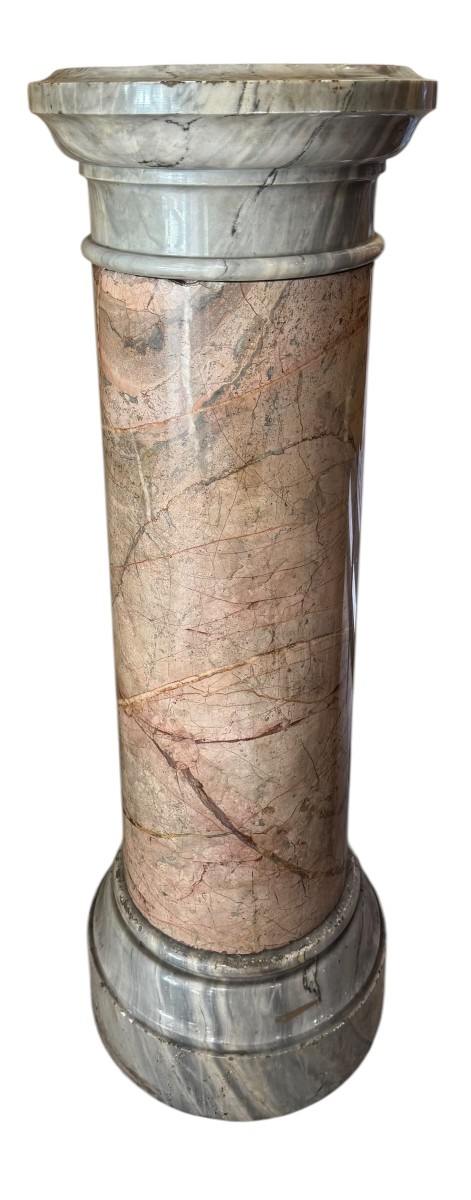 Colonne en marbre antique supportant une statue ou un vase - XIXe siècle-photo-2