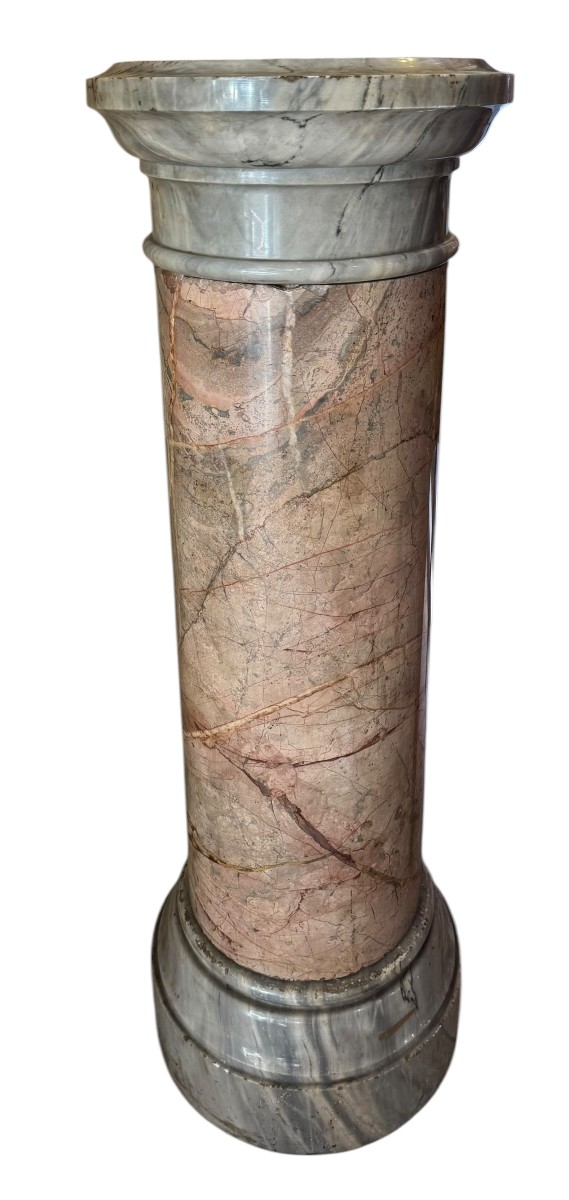 Colonne en marbre antique supportant une statue ou un vase - XIXe siècle