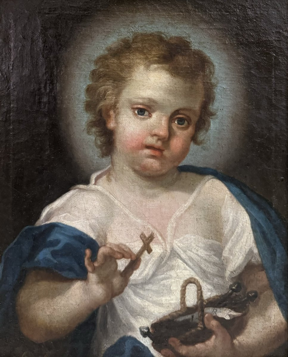 ENFANT JÉSUS ​​peint sur toile – Giuseppe Angeli-photo-1
