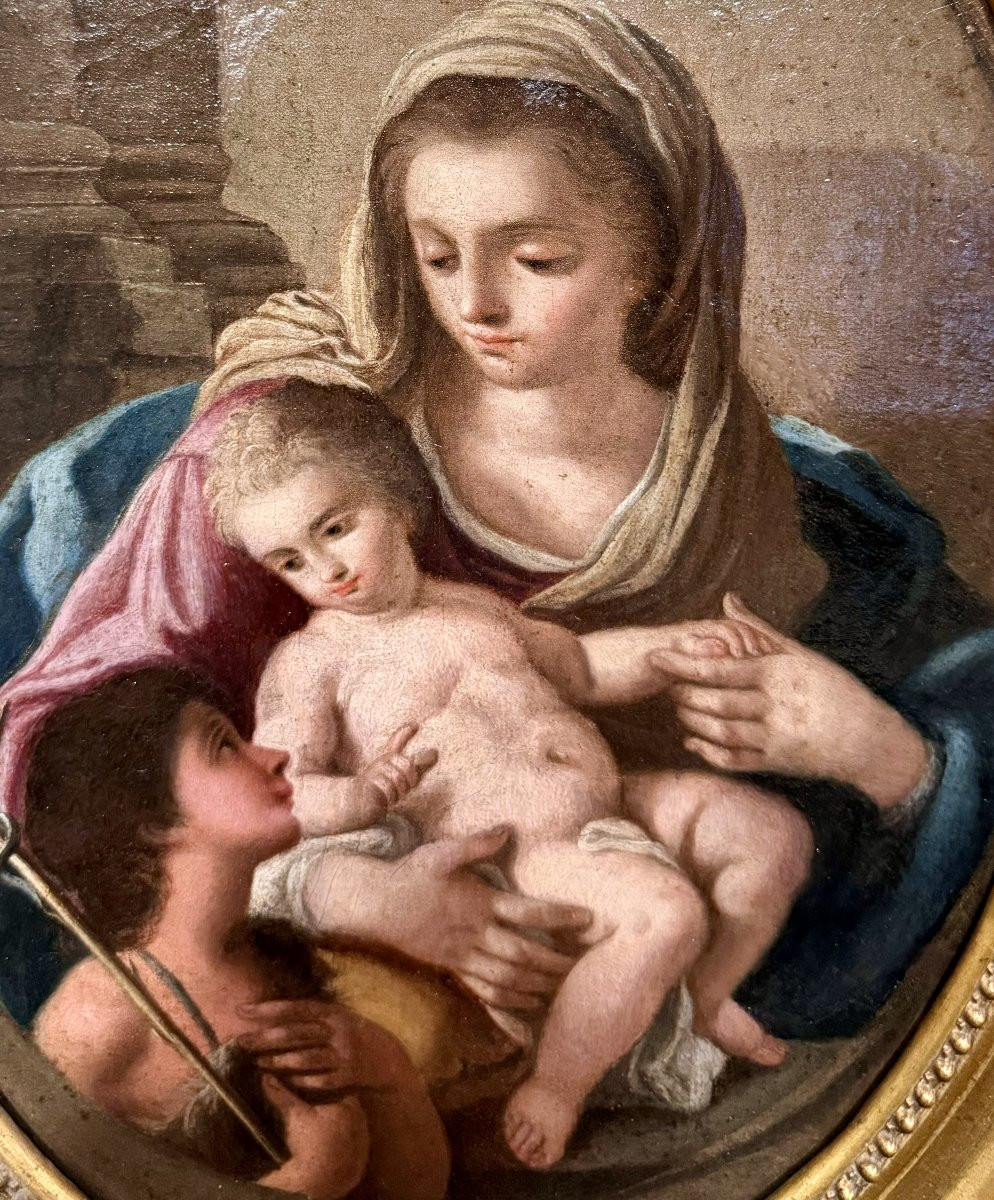 “madonna And Child With The Infant Saint John” - 18th Century-photo-2