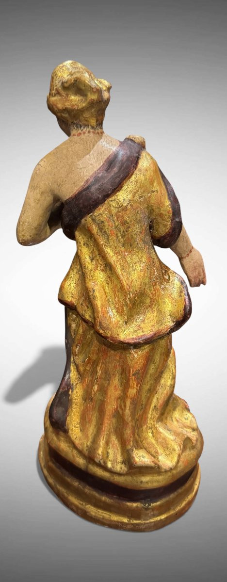Statue en papier mâché polychrome représentant une figure féminine - XVIIe-XVIIIe siècle-photo-1