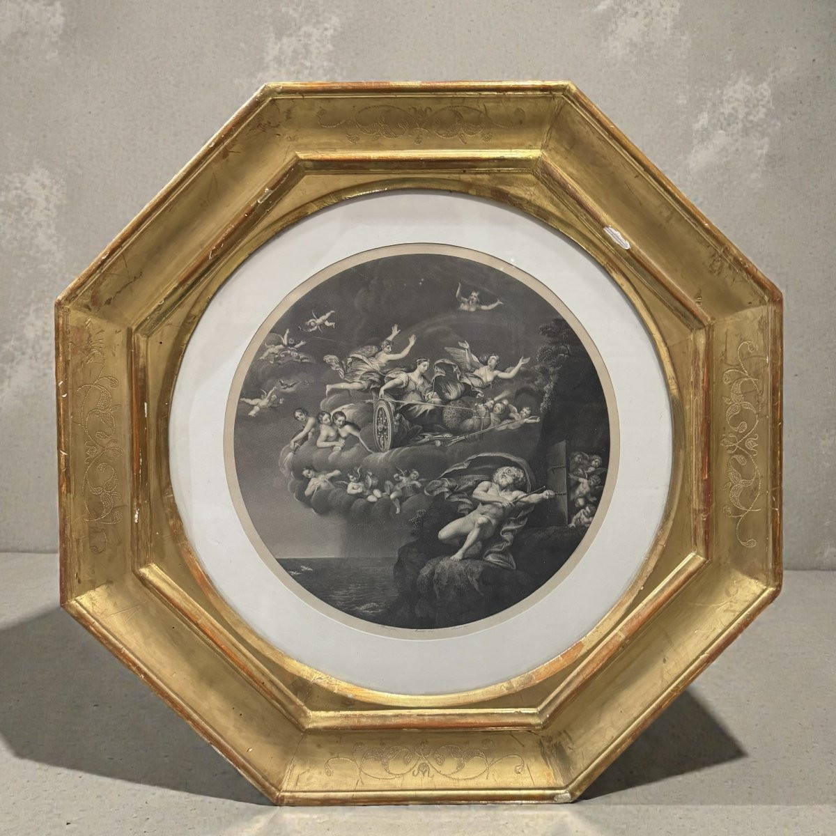 Ensemble de trois gravures anciennes illustrant les allégories des trois éléments - par F. Alba-photo-3