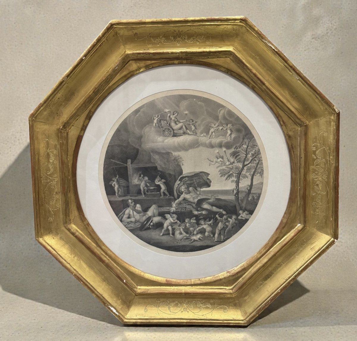 Ensemble de trois gravures anciennes illustrant les allégories des trois éléments - par F. Alba-photo-4