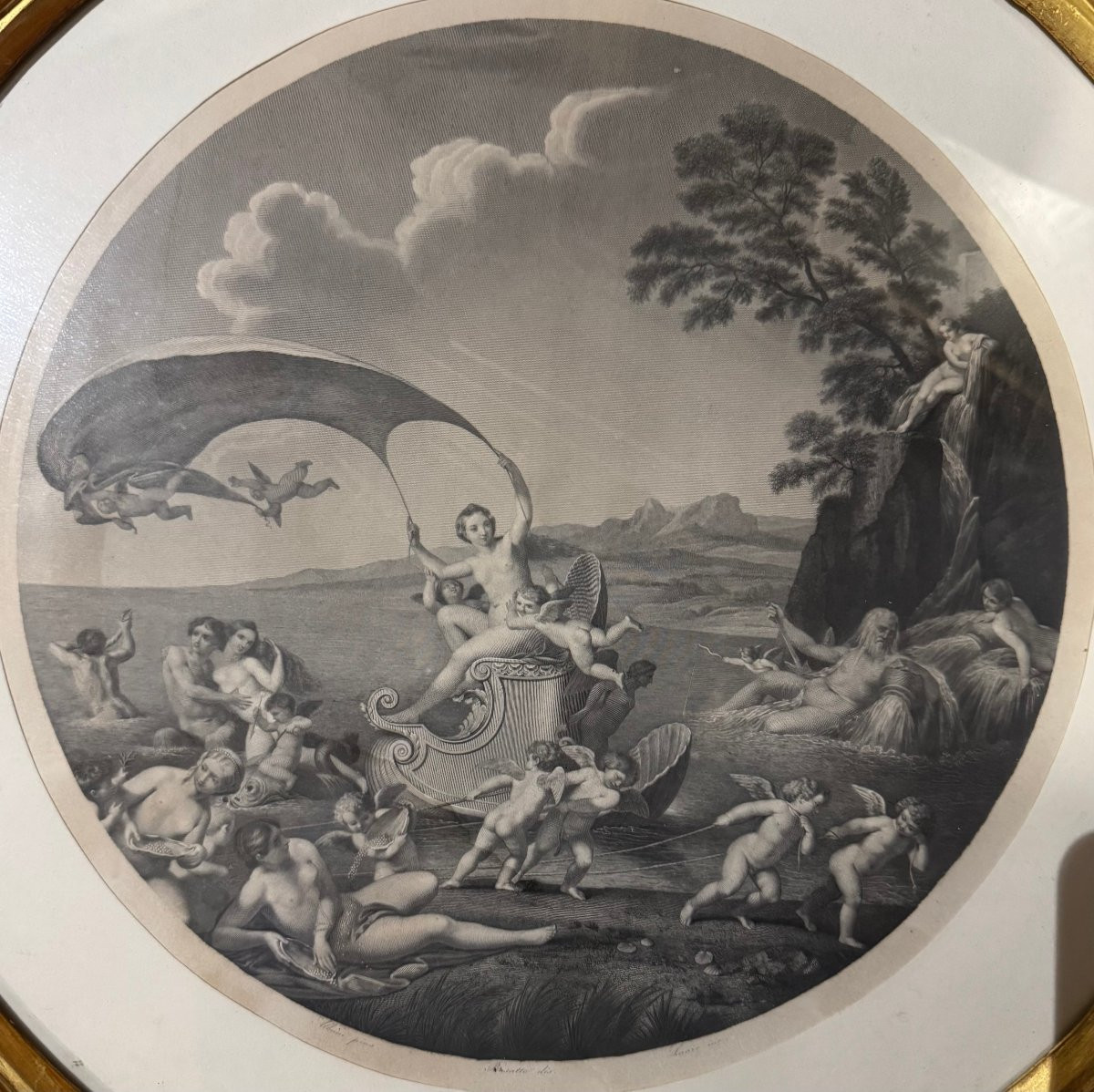 Ensemble de trois gravures anciennes illustrant les allégories des trois éléments - par F. Alba-photo-1