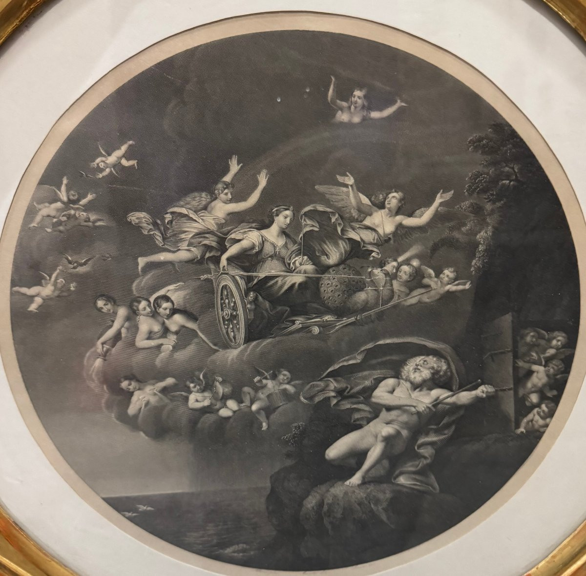 Ensemble de trois gravures anciennes illustrant les allégories des trois éléments - par F. Alba-photo-2