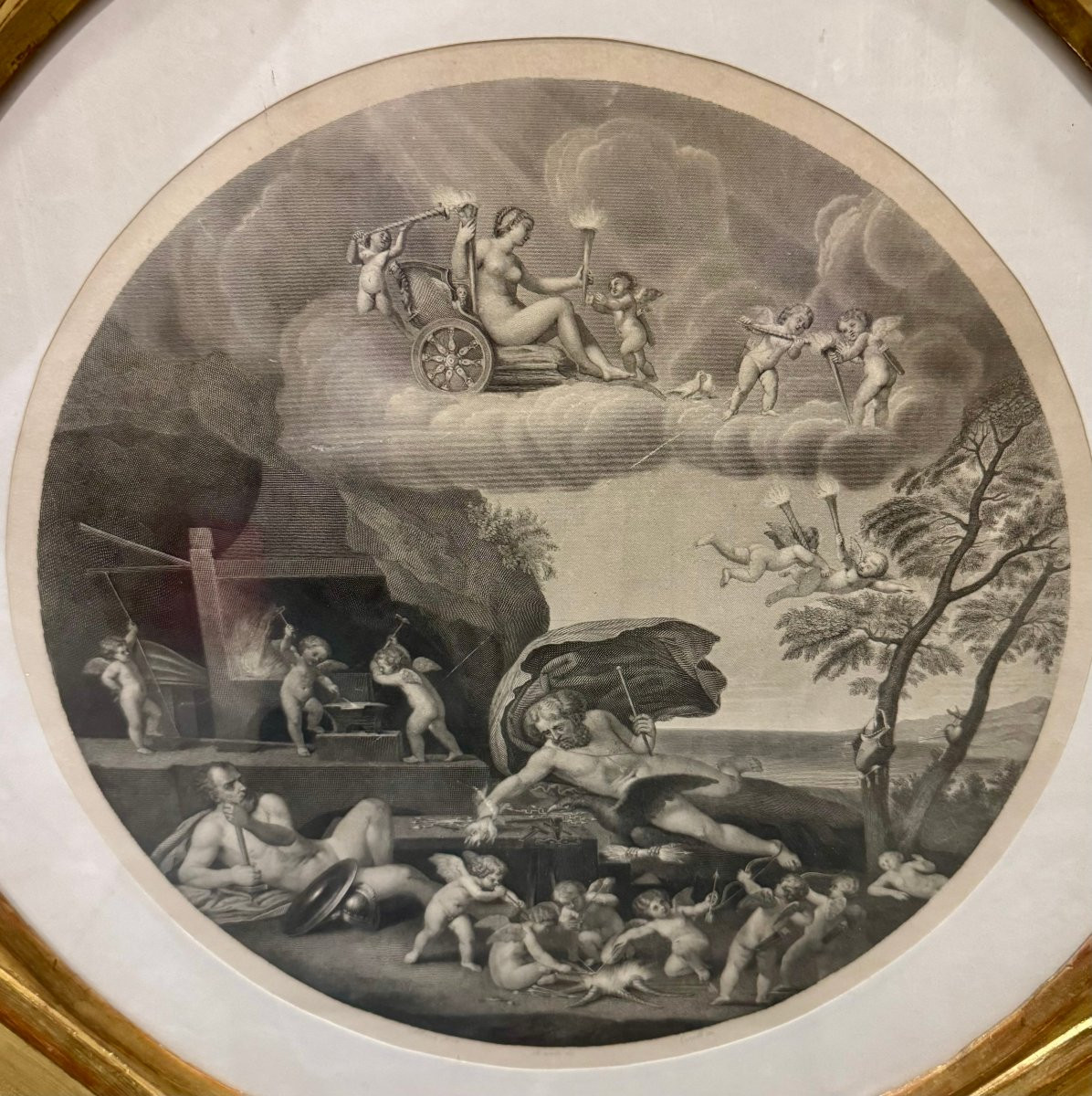 Ensemble de trois gravures anciennes illustrant les allégories des trois éléments - par F. Alba-photo-3