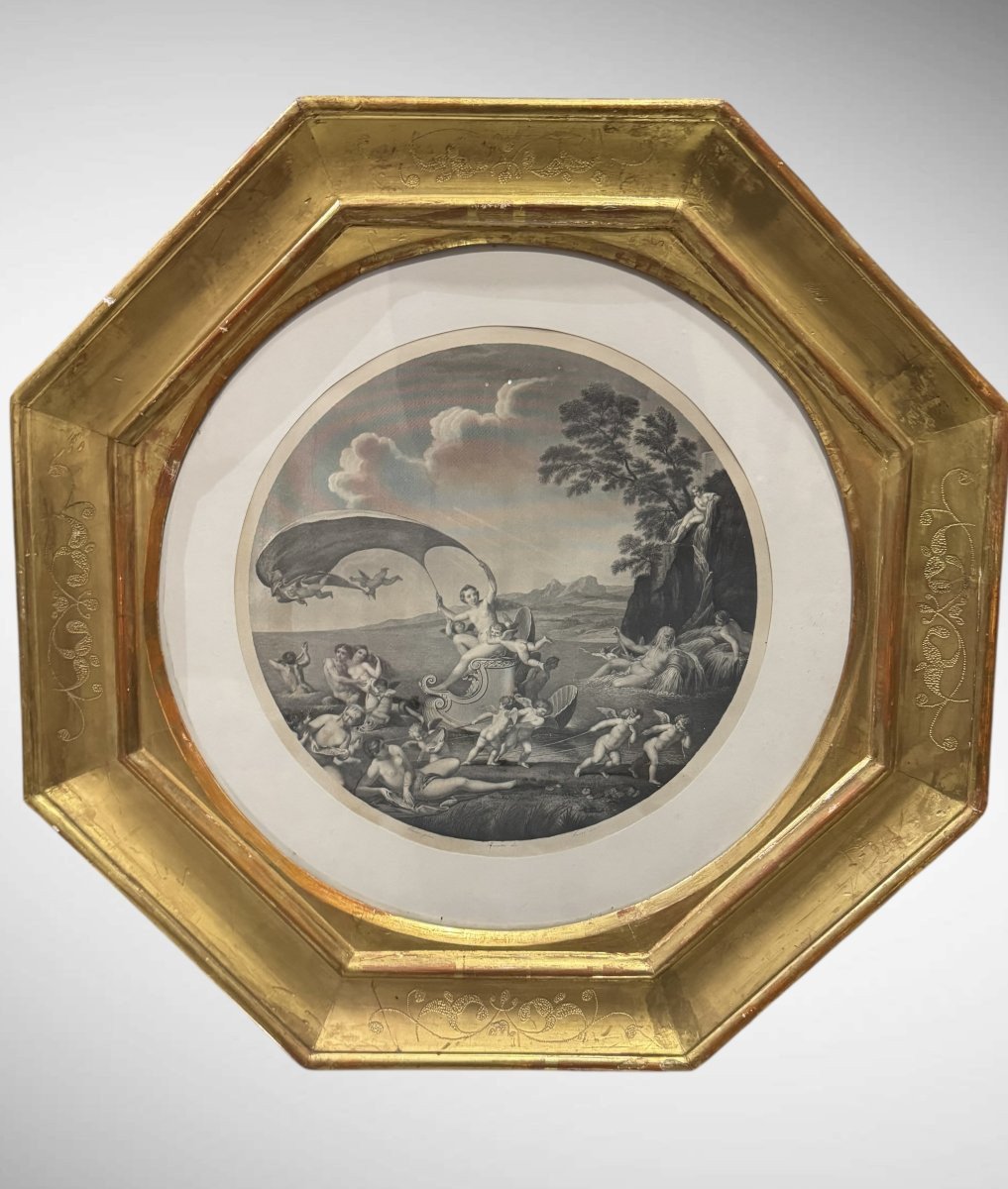 Ensemble de trois gravures anciennes illustrant les allégories des trois éléments - par F. Alba-photo-5