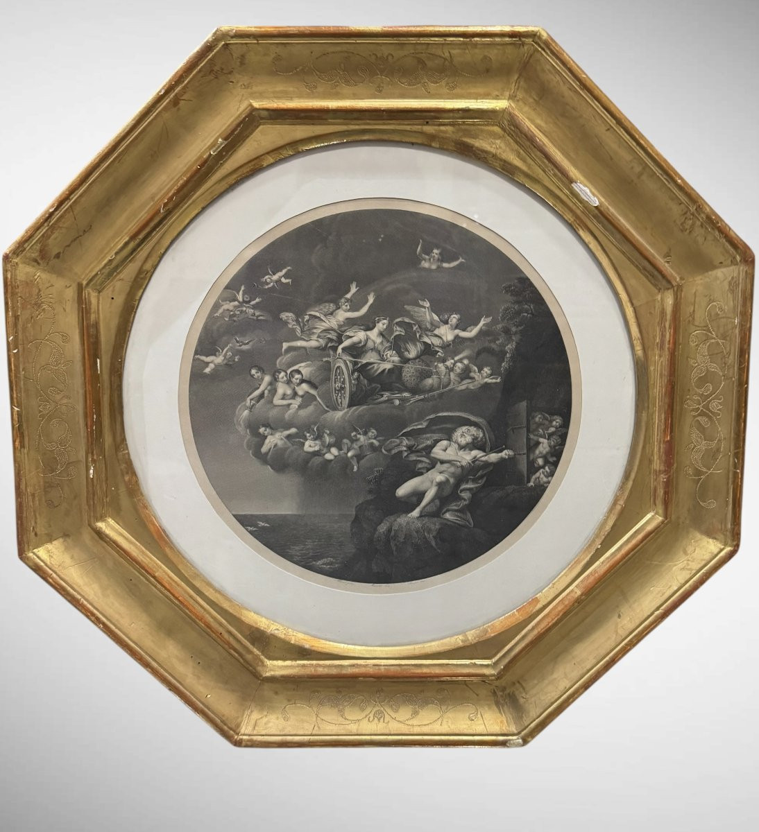 Ensemble de trois gravures anciennes illustrant les allégories des trois éléments - par F. Alba-photo-6