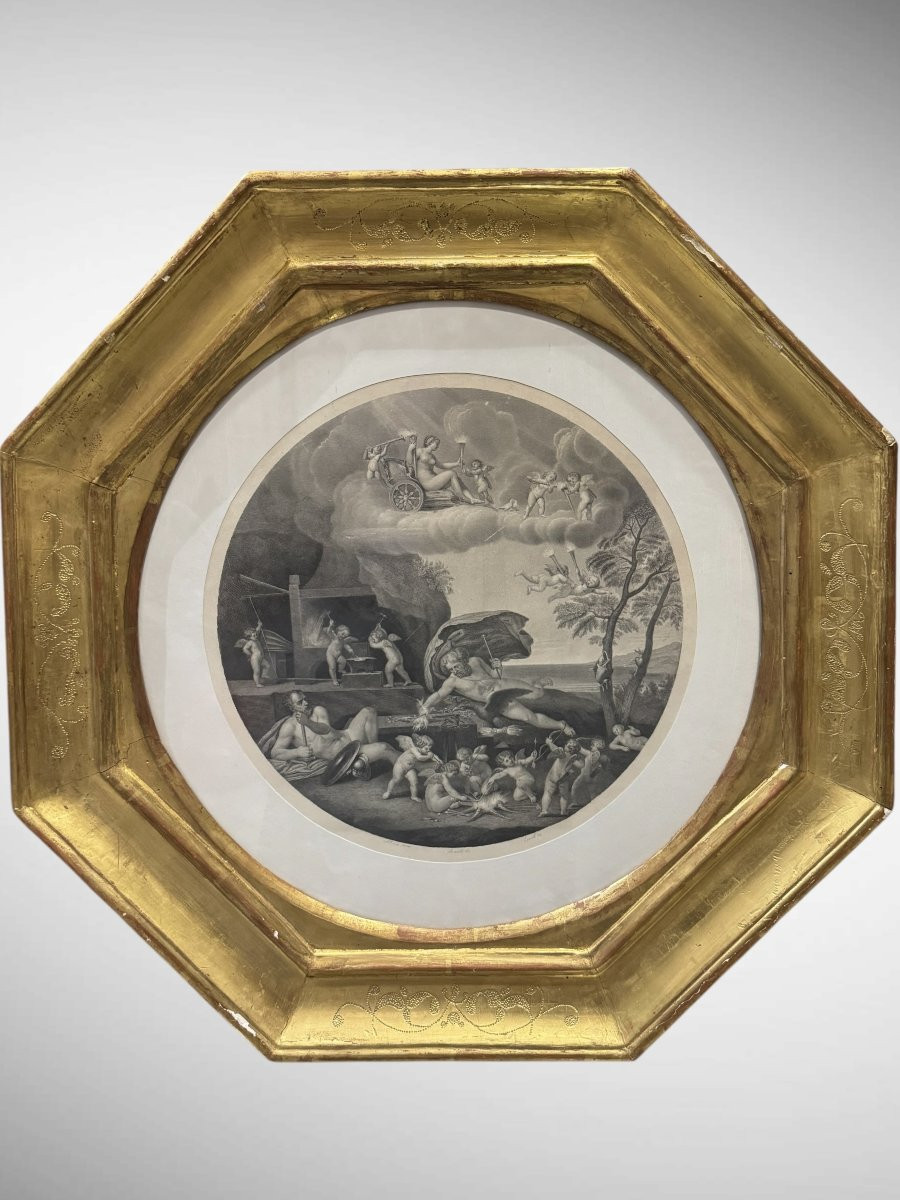 Ensemble de trois gravures anciennes illustrant les allégories des trois éléments - par F. Alba-photo-7