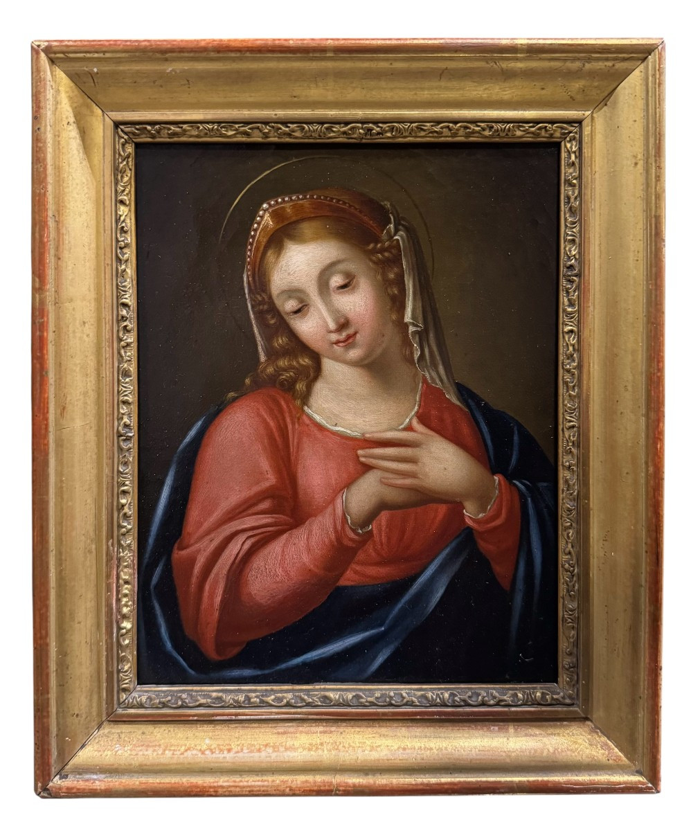 Virgin Mary In Meditation – 18th-century Canvas Painting