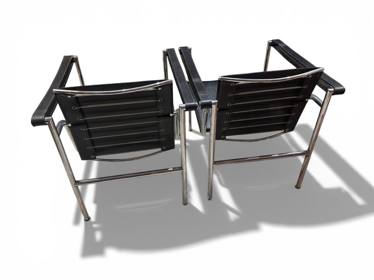 Pair Of Le Corbusier Lc1 Basculant Chairs – Vintage Modernist Design-photo-3