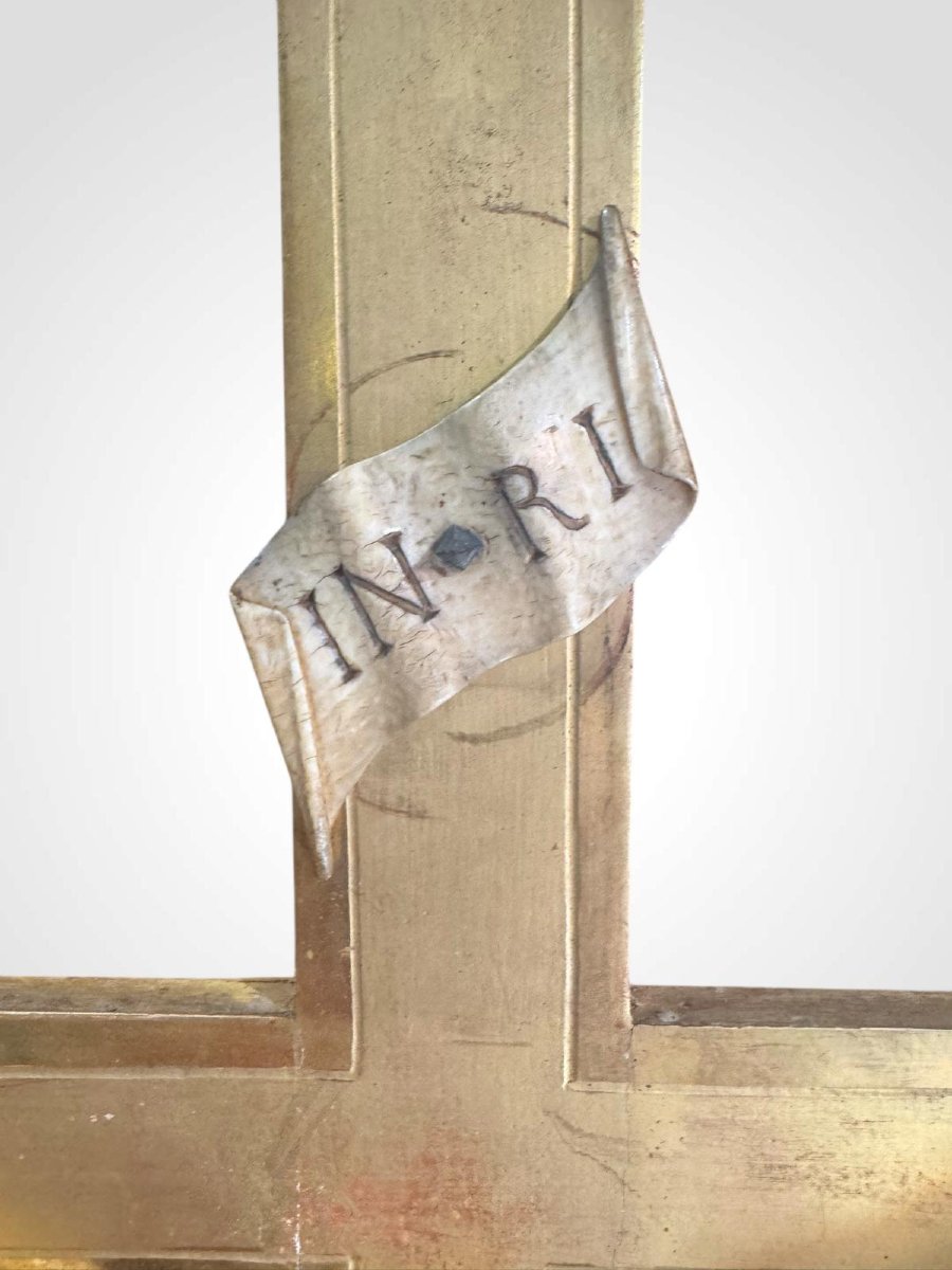 Crucifix représentant le Christ en ivoire dans un cadre doré – XVIIIe siècle-photo-5